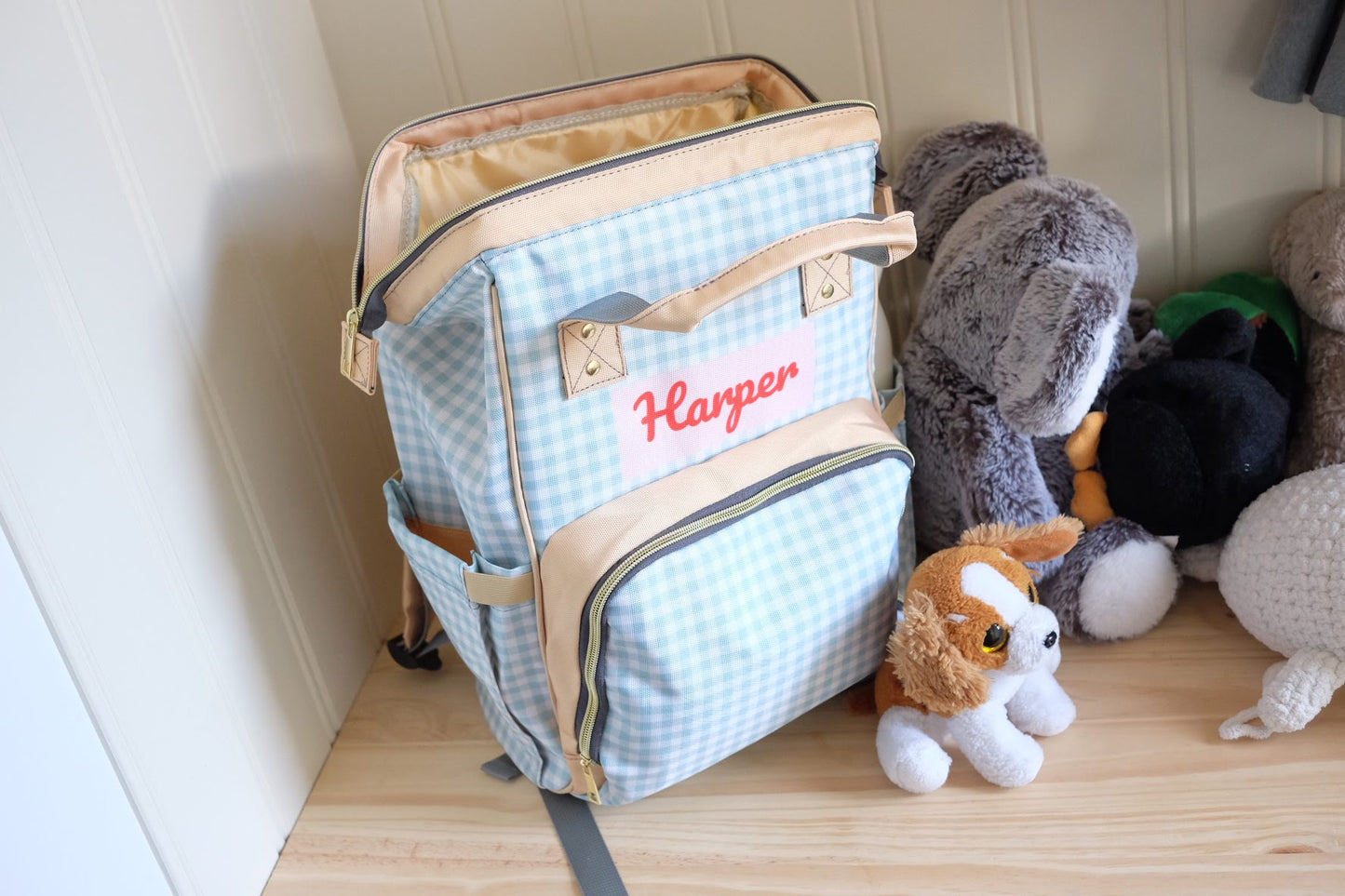 Backpack Bag in Blue Gingham (Classic)