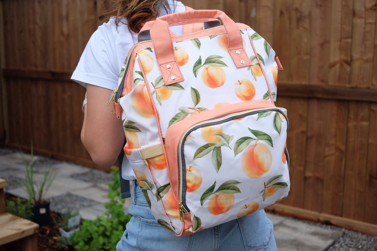 Diaper Backpack Bag in Peaches & Cream