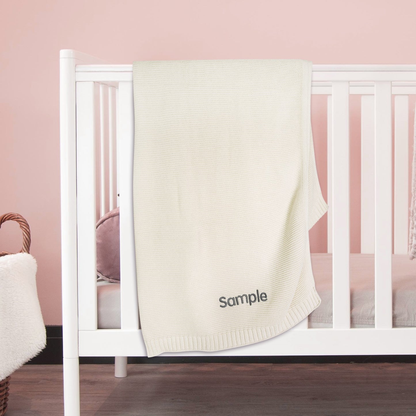 Knitted Baby Blanket with Embroidered Personalized Name