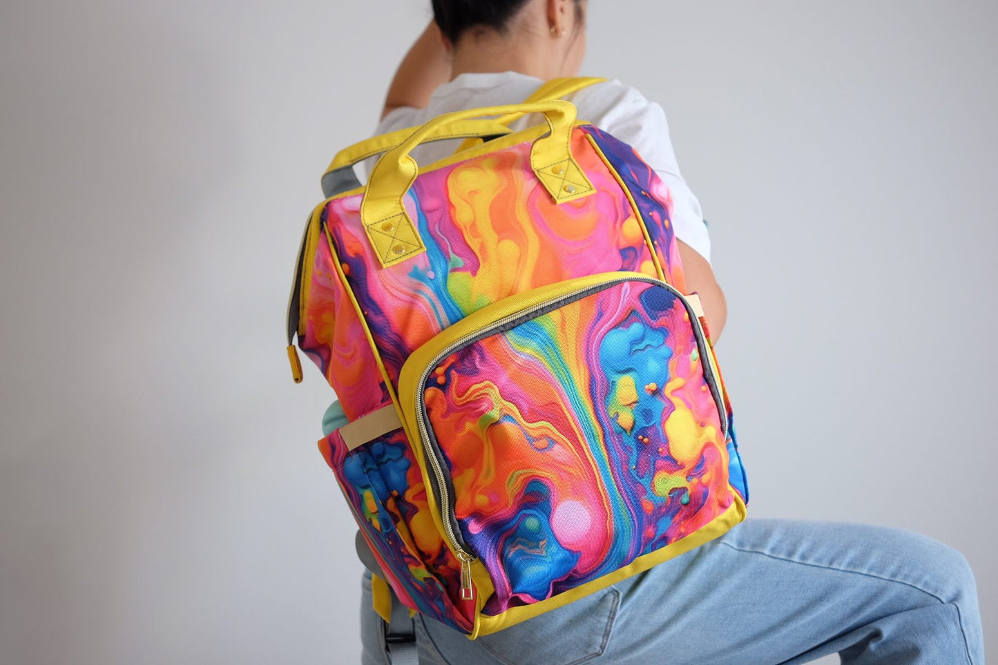 Backpack Bag in Rainbow Flow - Modern Kastle Shop