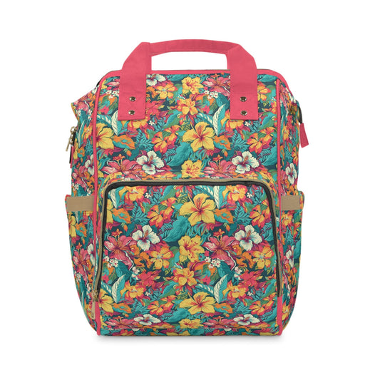 Diaper Bag in Neon Hibiscus - Modern Kastle Shop