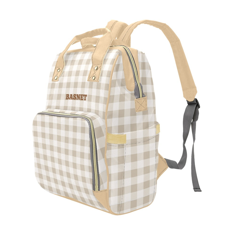 CUSTOMIZED - BASNET - Diaper Backpack Bag in Charlie Checkers Multi-Function Diaper Backpack/Diaper Bag (Model 1688)
