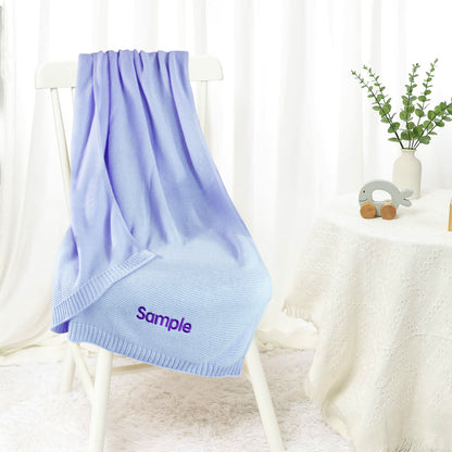 Knitted Baby Blanket with Embroidered Personalized Name