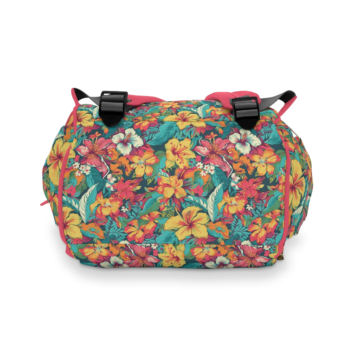 Diaper Bag in Neon Hibiscus