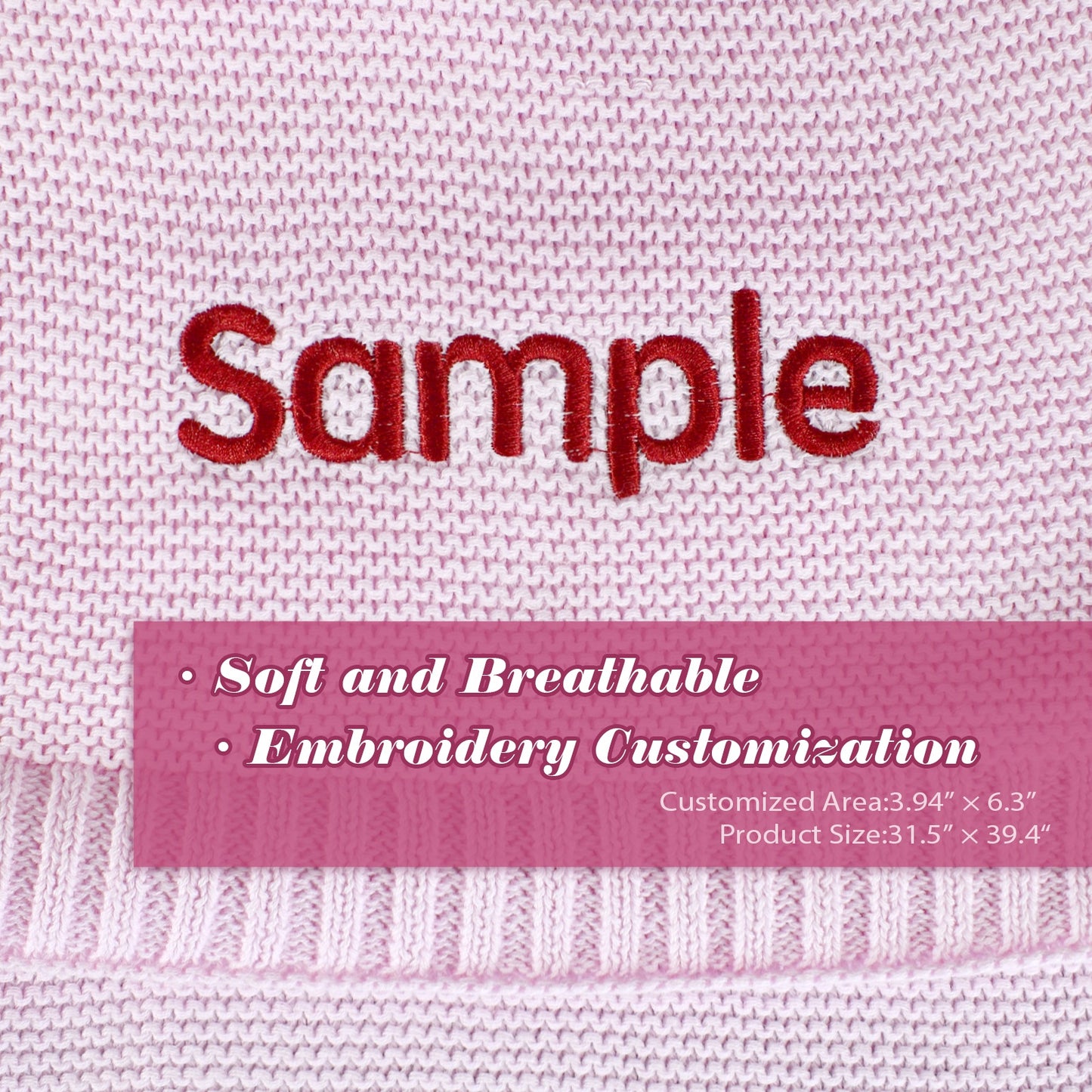 Knitted Baby Blanket with Embroidered Personalized Name