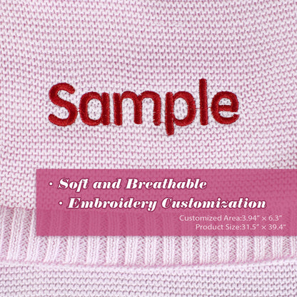 Knitted Baby Blanket with Embroidered Personalized Name