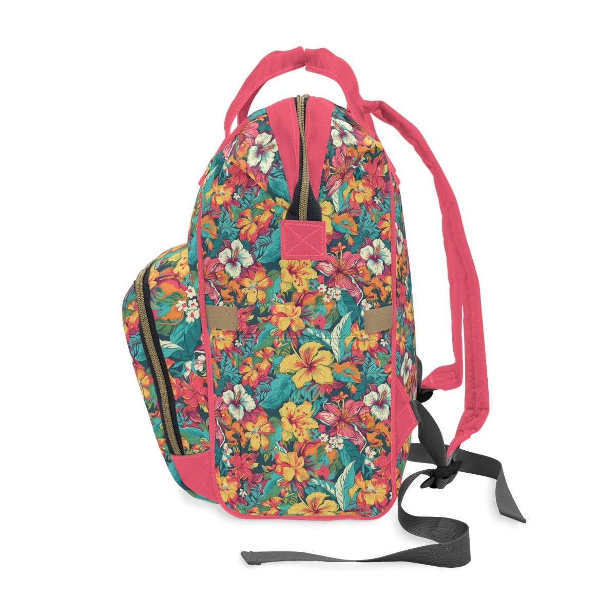 Diaper Bag in Neon Hibiscus