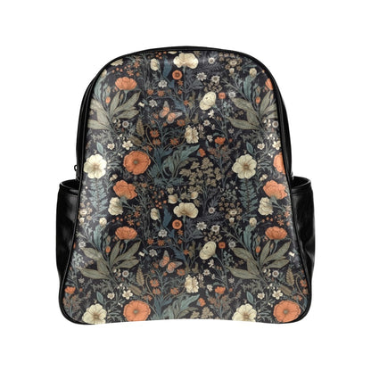 Leather Tablet Backpack Bag in Night Flowers