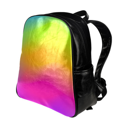 Leather Tablet Backpack in Neon Smoke